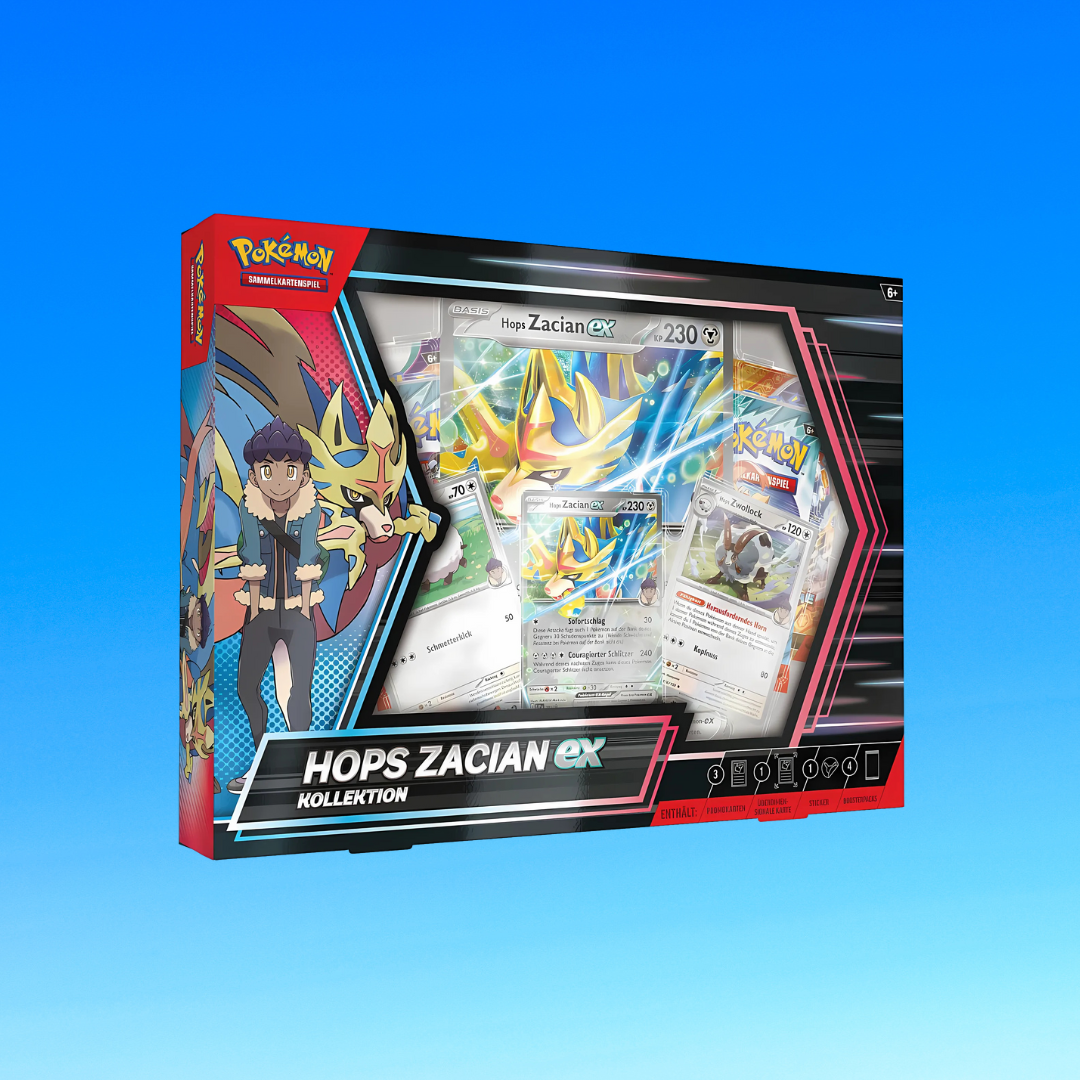 Pokémon TCG: Hops Zacian ex Kollektion (DE) – 4 Boosterpacks + Promos