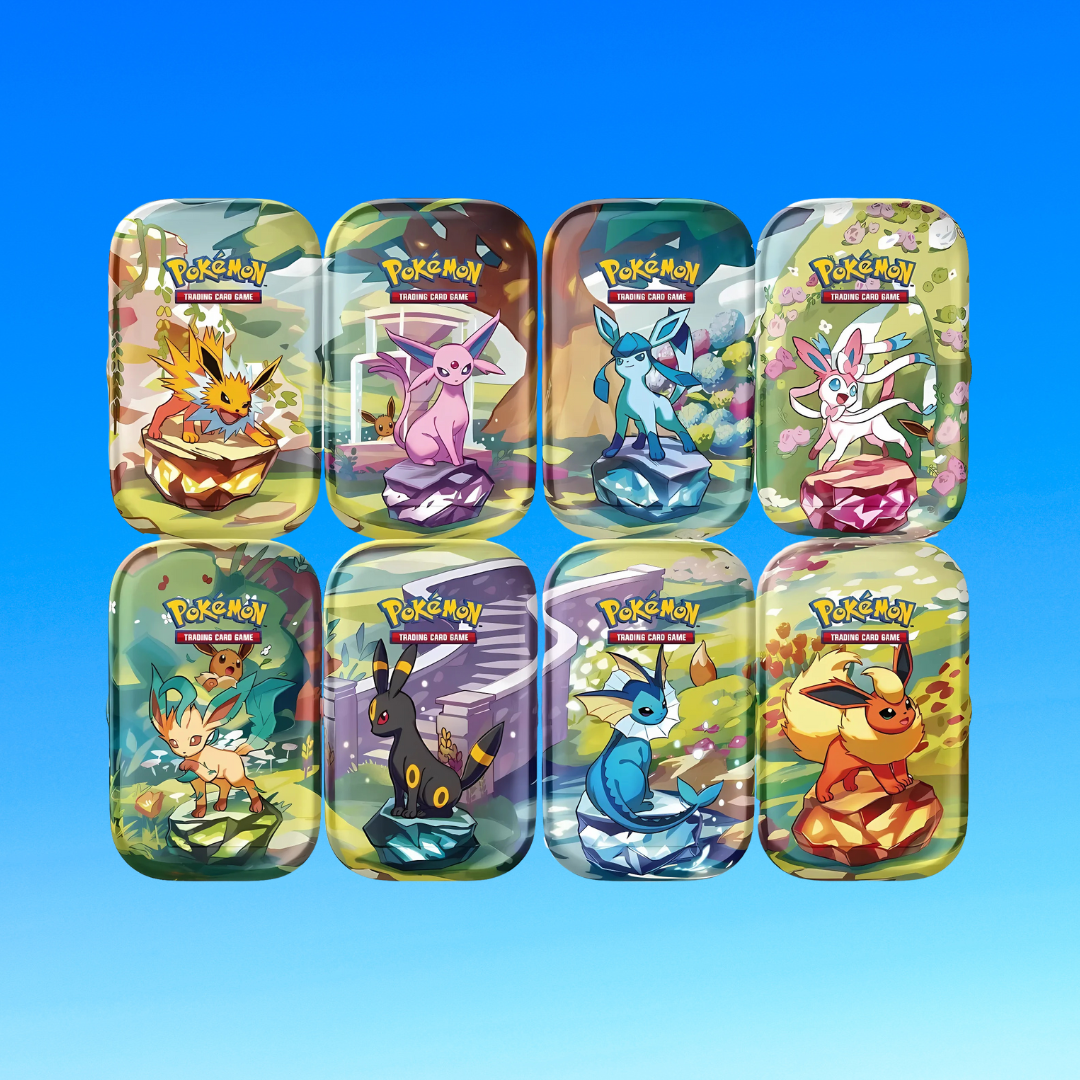 Pokémon TCG: Prismatische Entwicklungen Mini Tin – 2 Boosterpacks | Zufallsdesign